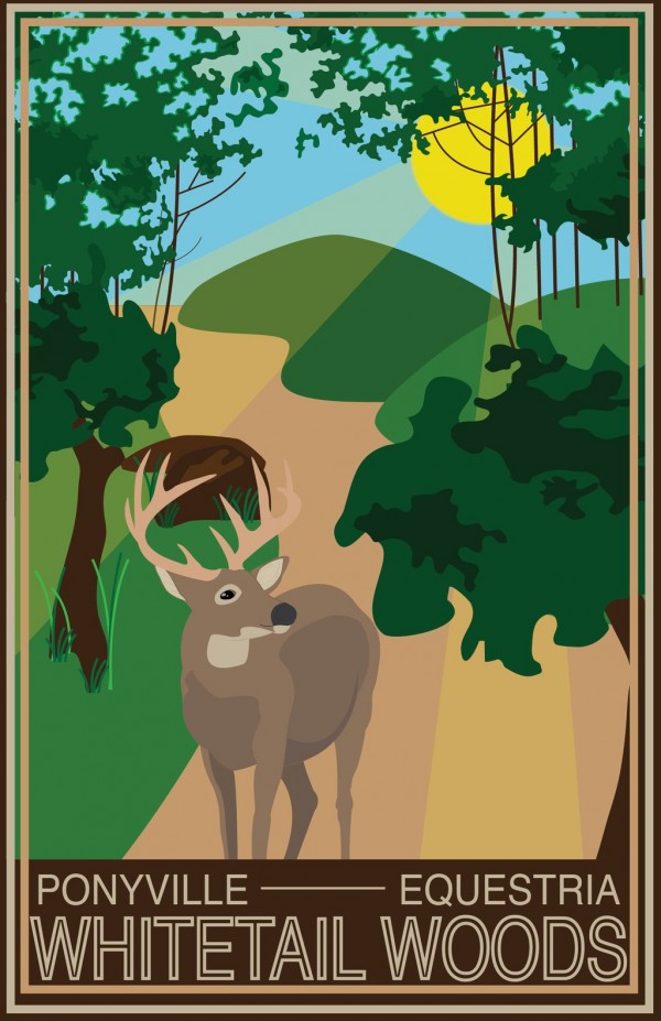 Vintage Travel Poster Whitetail Woods  Print